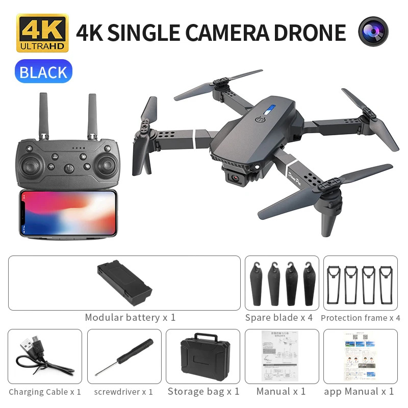 Drone Cinematic - E88 ProIntelligent Folding Drone unterstützt Einzel-/Dual-Kamera-Umschaltung,